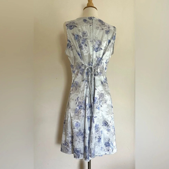 Vintage 90s Y2K Dress Sz M Baby Spice Girls Style Shiny Satin Icy Lilac Silver - Picture 7 of 9